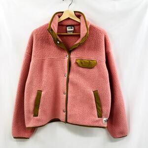 North Face Pink Sherpa Button Jacket Fleece